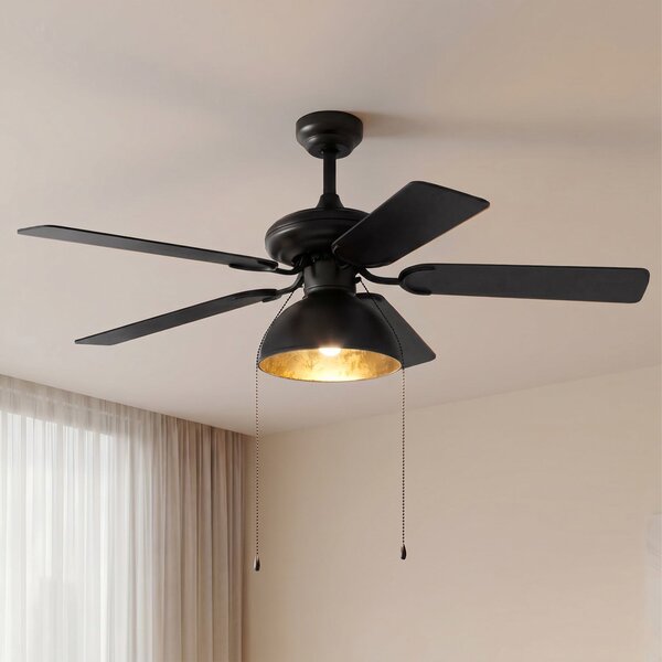 Lucande Ventilator de tavan cu lumină Shamoian, silențios, Ø 130 cm, Negru, Camera de zi / sufragerie, Metal, Vintage