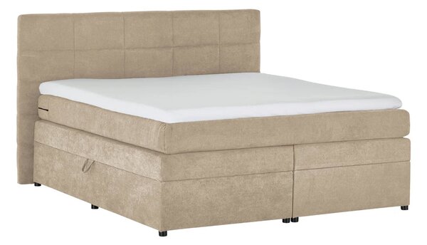 Pat Boxspring Gibson, cu ladă de depozitare, saltea și topper incluse, Bej-Enjoy / 140x200