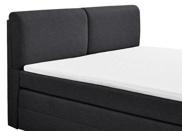 Pat Boxspring Charlotte, cu ladă de depozitare, saltea și topper incluse, Gri-Inchis-Enjoy / 140x200