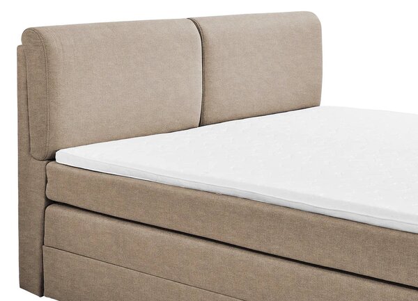 Pat Boxspring Charlotte, cu ladă de depozitare, saltea și topper incluse, Bej-Enjoy / 140x200
