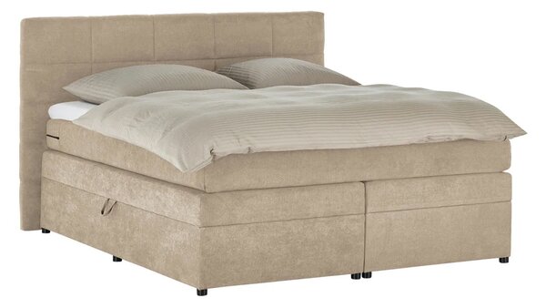 Pat Boxspring Gibson, cu ladă de depozitare, saltea și topper incluse, Bej-Enjoy / 140x200