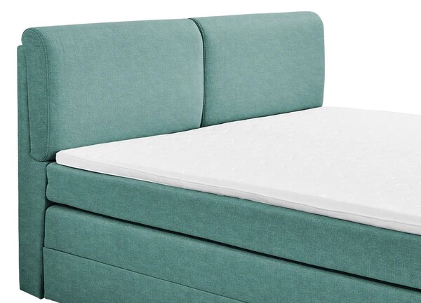 Pat Boxspring Charlotte, cu ladă de depozitare, saltea și topper incluse, Menta-Enjoy / 140x200