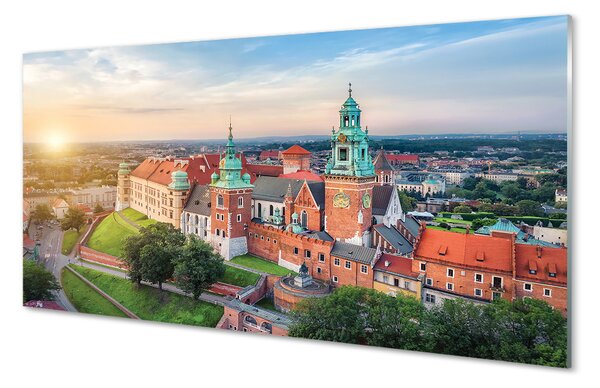 Panouri de sticlă castel Cracovia panorama răsărit de soare