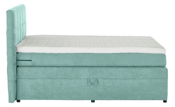 Pat Boxspring Gibson, cu ladă de depozitare, saltea și topper incluse, Menta-Enjoy / 140x200