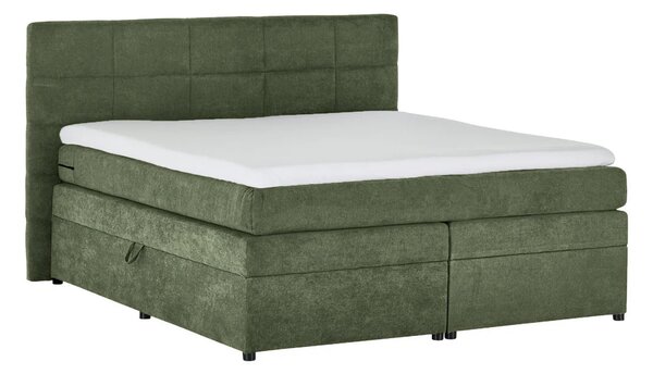 Pat Boxspring Gibson, cu ladă de depozitare, saltea și topper incluse, Verde-Enjoy / 140x200