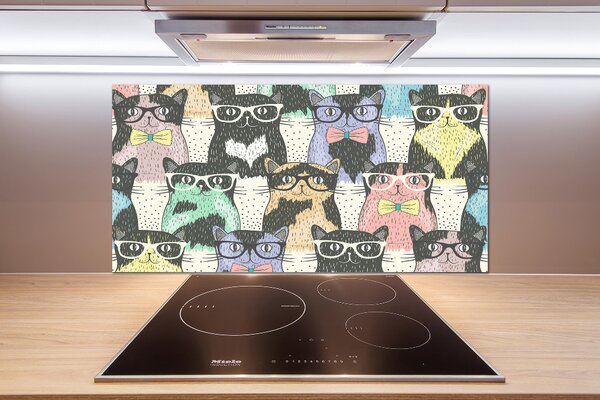 Panou perete bucătărie pisici ochelari