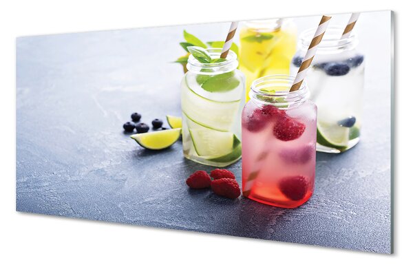 Panouri de sticlă Cocktail de lamaie zmeura lime