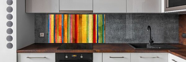 Panou sticlă decorativa bucătărie dungi colorate