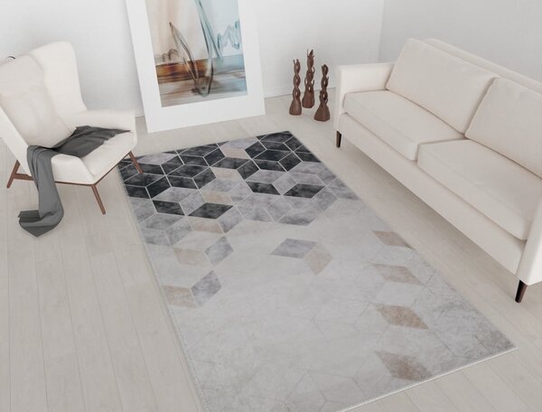 Covor gri/crem lavabil 80x50 cm - Vitaus