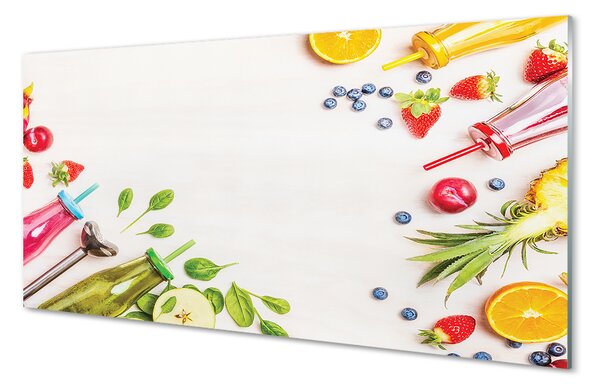 Panouri de sticlă Cocktail-uri sticle paie spanac