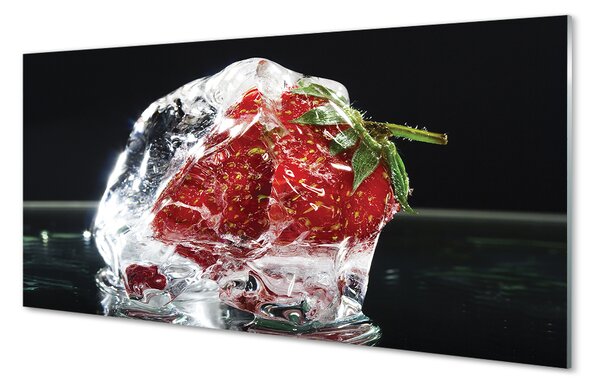 Panouri de sticlă Strawberry în cub de gheață