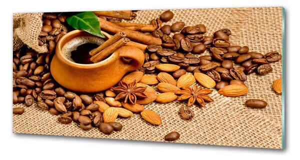 Panou sticla securizata bucatarie Boabe de cafea și ceașcă