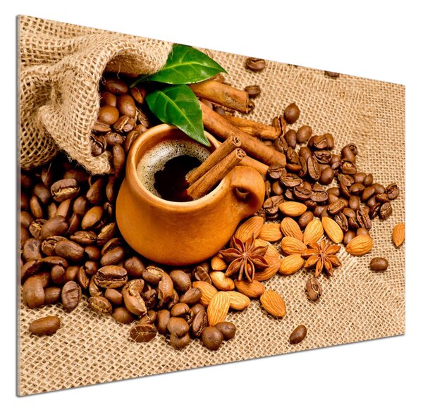 Panou sticla securizata bucatarie Boabe de cafea și ceașcă