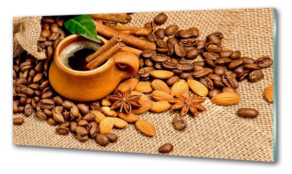 Panou sticla securizata bucatarie Boabe de cafea și ceașcă