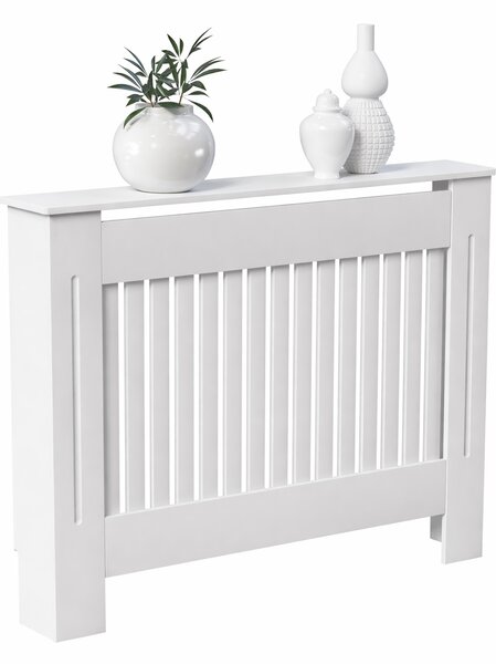 Mască M - 112 cm, grosime 18 mm, pentru calorifer alb lucios / lemn MDF cu lamele verticale