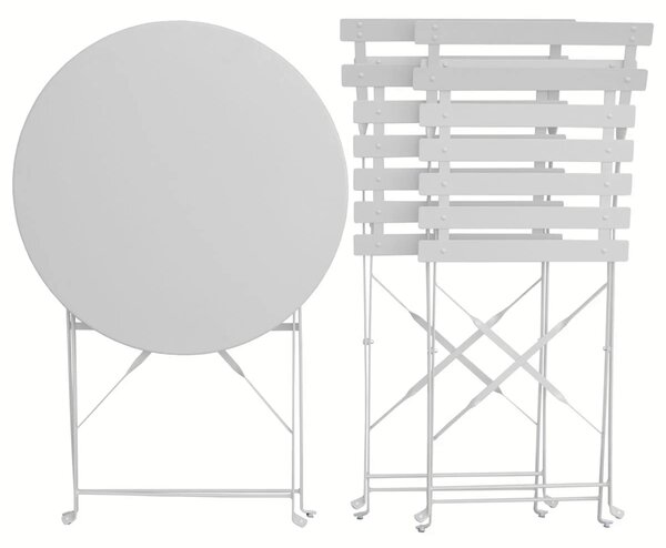 Set Bistro Flair - mobilier terasa gradina, 2 scaune + masa, otel vopsit - Gri Deschis (Cool Grey)