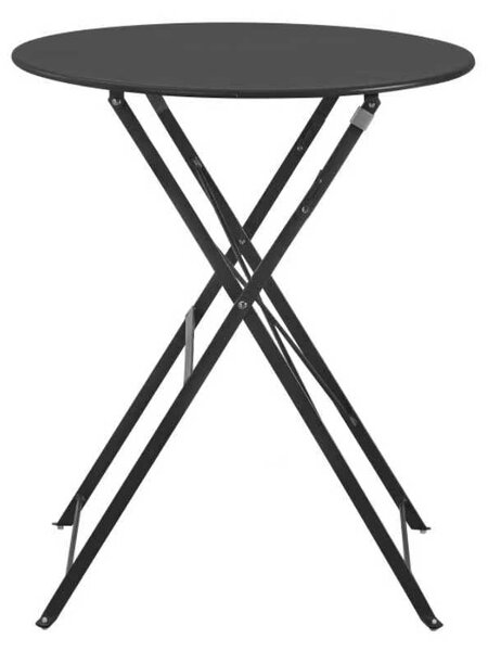 Set Bistro Flair - mobilier terasa gradina, 2 scaune + masa, otel vopsit - NEGRU