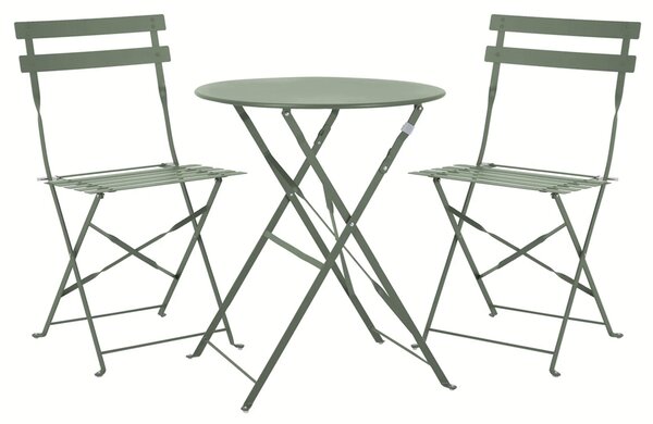 Set Bistro Flair - mobilier terasa gradina, 2 scaune + masa, otel vopsit - Verde (Olive Green)
