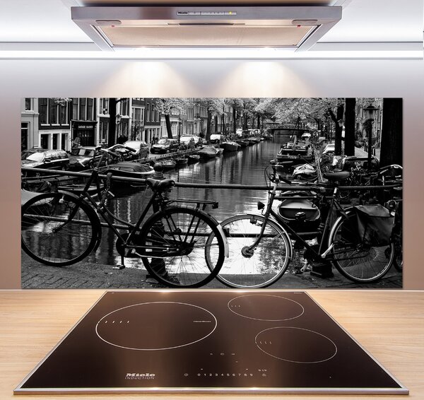 Panou sticla securizata bucatarie biciclete Amsterdam