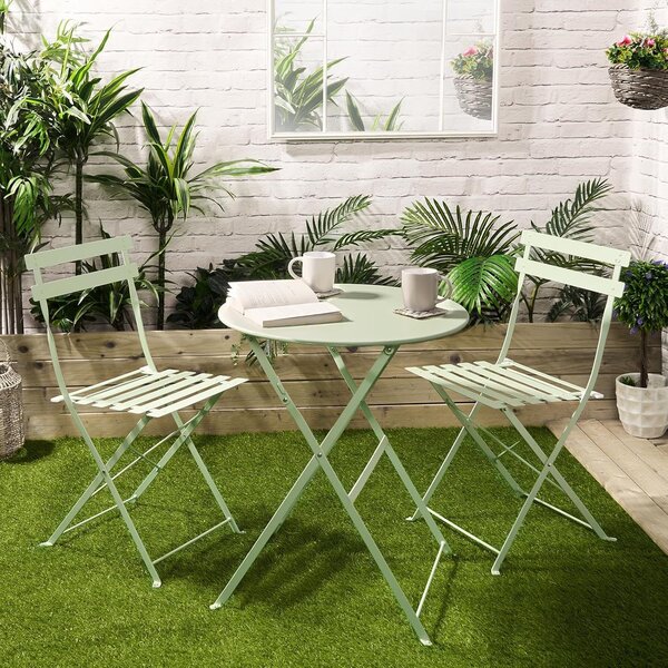 Set Bistro Flair - mobilier terasa gradina, 2 scaune + masa, otel vopsit - Verde (Olive Green)