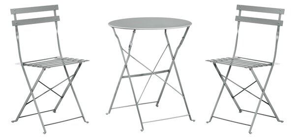Set Bistro Flair - mobilier terasa gradina, 2 scaune + masa, otel vopsit - Gri Deschis (Cool Grey)