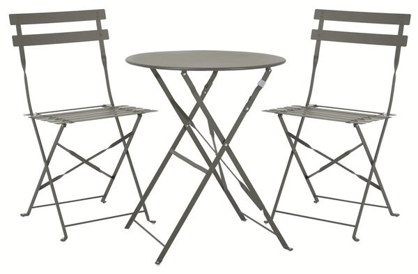 Set Bistro Flair - mobilier terasa gradina, 2 scaune + masa, otel vopsit - Bej (Grey Brown)