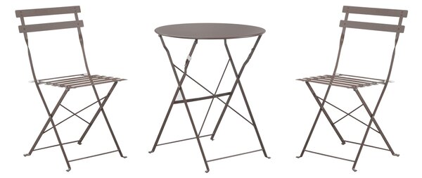 Set Bistro Flair - mobilier terasa gradina, 2 scaune + masa, otel vopsit - Bej (Grey Brown)