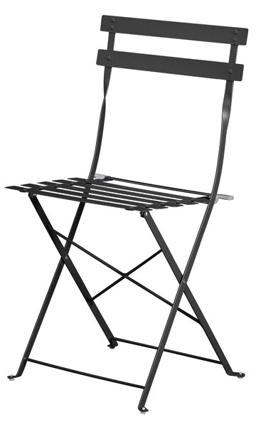 Set Bistro Flair - mobilier terasa gradina, 2 scaune + masa, otel vopsit - NEGRU