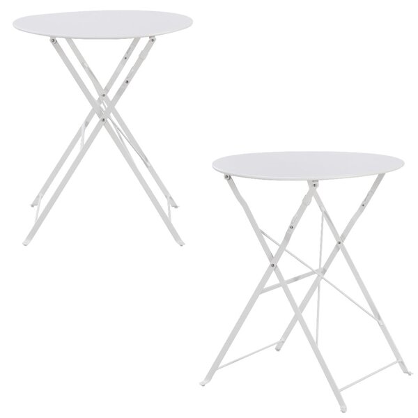 Set Bistro Flair - mobilier terasa gradina, 2 scaune + masa, otel vopsit - alb