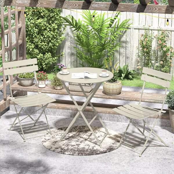 Set Bistro Flair - mobilier terasa gradina, 2 scaune + masa, otel vopsit - alb
