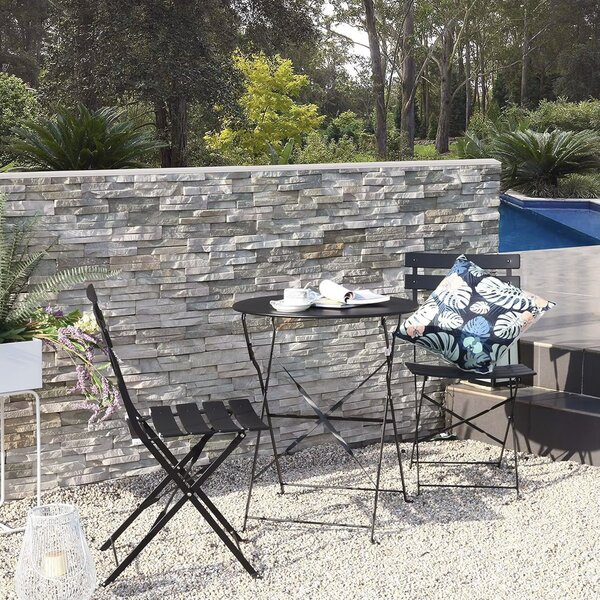 Set Bistro Flair - mobilier terasa gradina, 2 scaune + masa, otel vopsit - alb