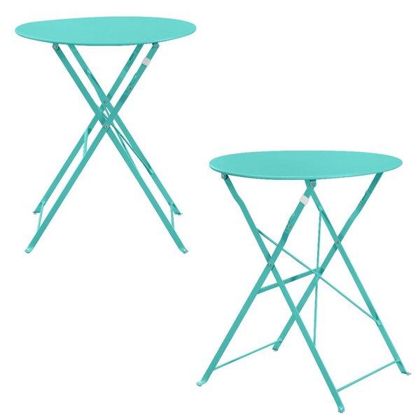Set Bistro Flair - mobilier terasa gradina, 2 scaune + masa, otel vopsit - verde turcoaz