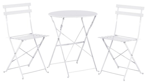 Set Bistro Flair - mobilier terasa gradina, 2 scaune + masa, otel vopsit - alb