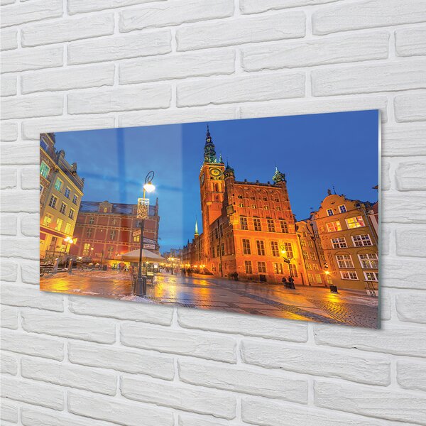 Tablouri acrilice Biserica de noapte Gdańsk Old Town