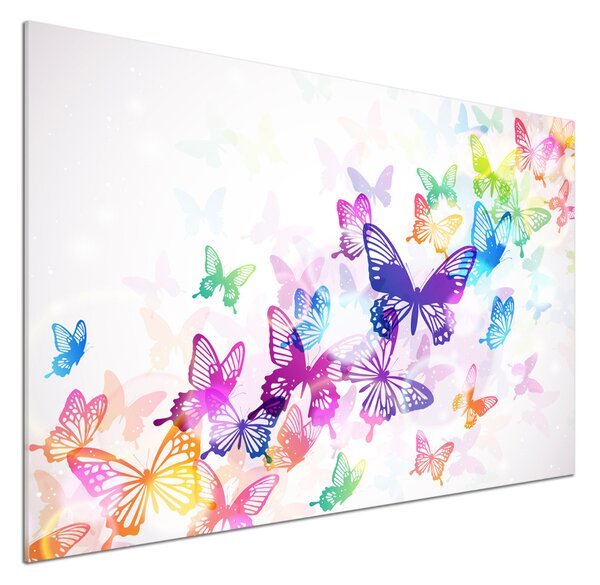 Panou sticlă decorativa bucătărie fluturi colorat