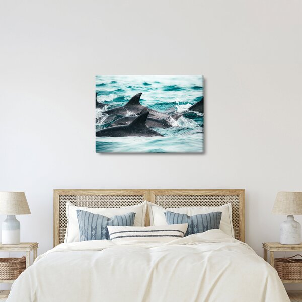 Tablou - Delfini în ocean (70x50 cm)