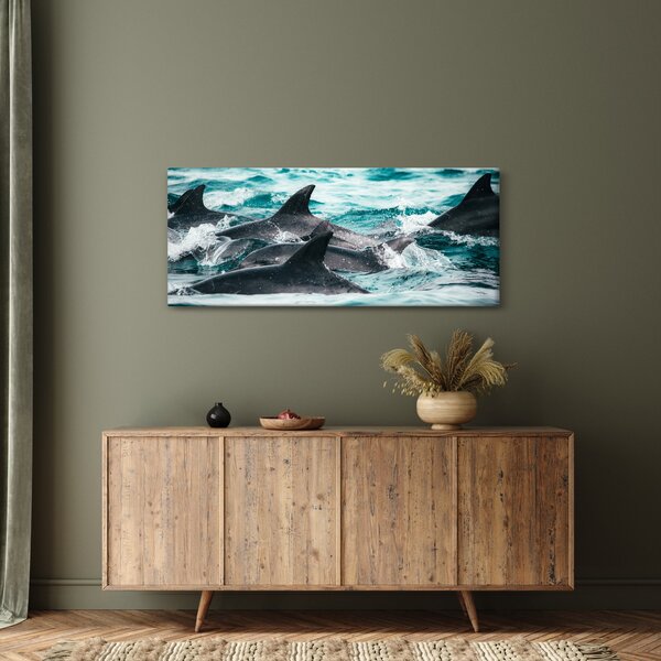 Tablou - Delfini în ocean (120x50 cm)