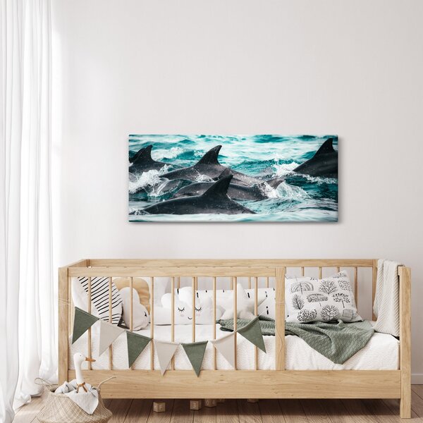 Tablou - Delfini în ocean (120x50 cm)