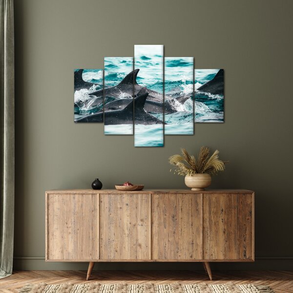 Tablou - Delfini în ocean (150x105 cm)