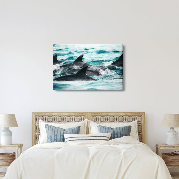 Tablou - Delfini în ocean (90x60 cm)