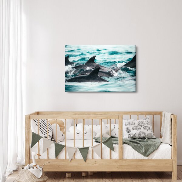 Tablou - Delfini în ocean (90x60 cm)