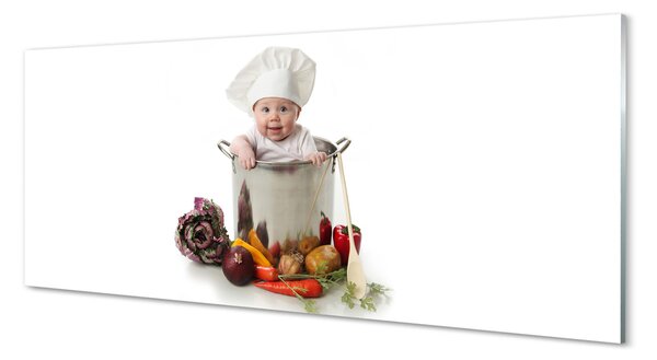 Panouri de sticlă legume pentru copii într-o oală