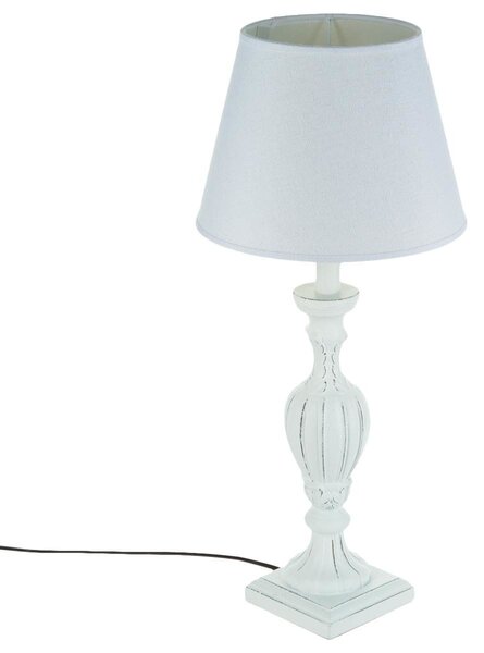 Lampa de masa PATINE BLANC cu abajur, 55 cm, alb