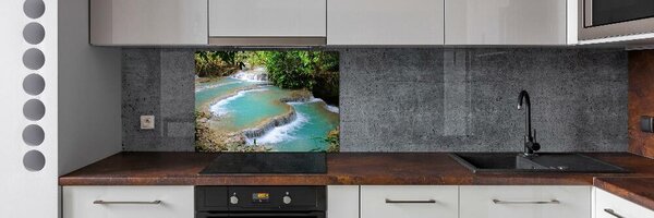 Panou sticlă bucătărie Cascada din pădure