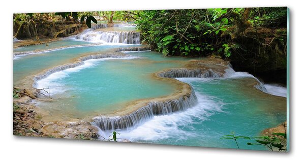 Panou sticlă bucătărie Cascada din pădure
