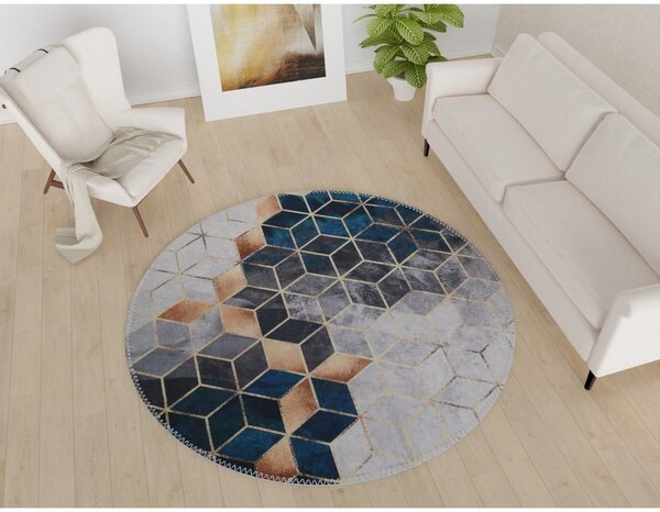Covor alb/în culoarea petrolului lavabil rotund ø 100 cm – Vitaus