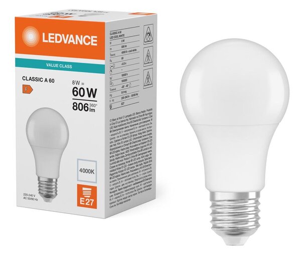 Bec LED CLASSIC A60 E27/8W/230V 4000K - Ledvance