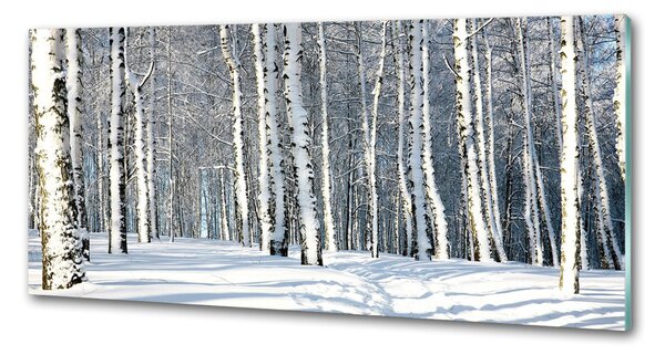 Sticlă pentru bucătărie pădure în timpul iernii