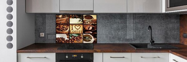 Panou sticlă decorativa bucătărie colaj de cafea
