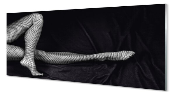 Panouri de sticlă picioare Fishnet negru și alb